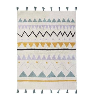 Tappeto per cameretta con motivo astratto e nappe beige e rosa 140 x 200 cm cameretta nursery soggiorno