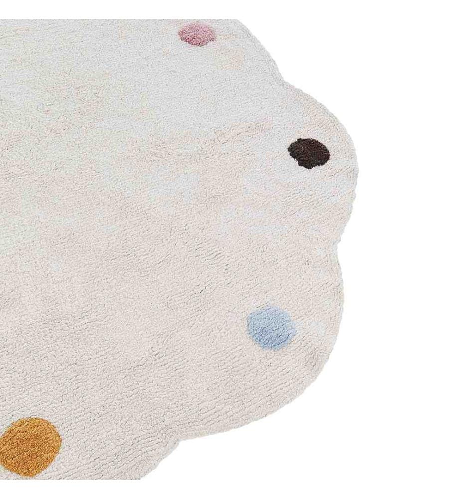 Hellbeige Baumwollteppich ø 120 cm Handgewebte unregelmässige runde Form und bunte Flecken Spielraum Kinderzimmer
