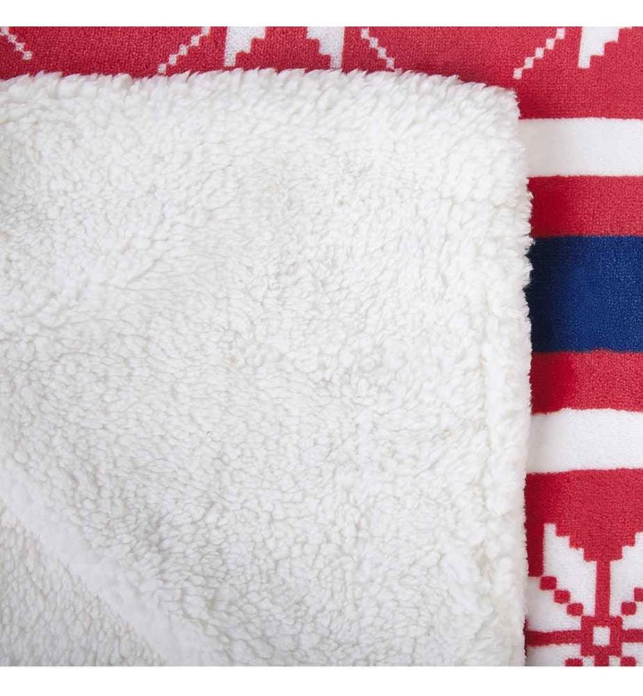 Plaid Cocooning Décoratif Ultra Doux Réversible Rouge et Blanc Motif Noël 150 x 200 cm Idéal pour l'Hiver Comme Jetée de Canapé et Couvre-lit