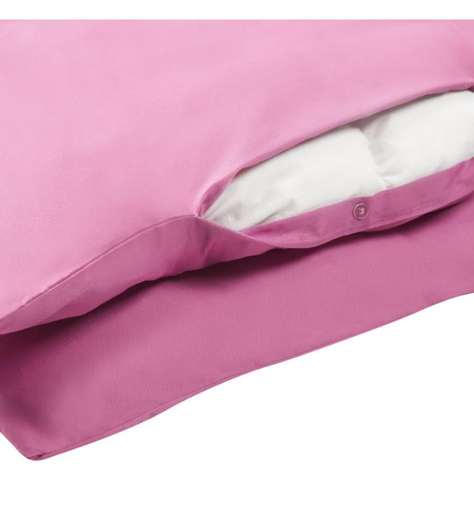 Bettwäsche Set Rosa einfarbig Baumwolle 3-teilig Komfortgrösse für Einzelbett 155x220 cm 2 Kopfkissenbezüge und Deckenbezug mit Knopfverschluss