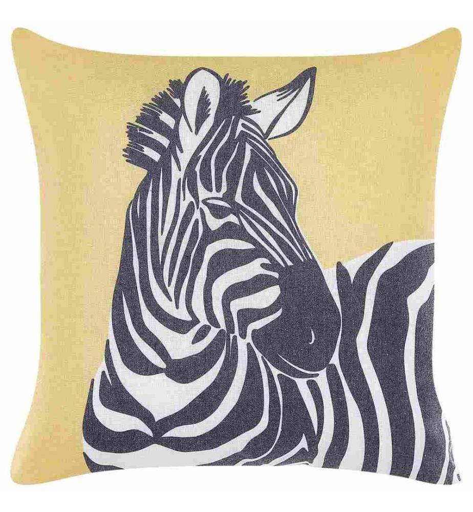 Coussins Décoratifs Jaunes en Tissu 45 x 45 cm Design Glamour avec Motif de Zèbre Housse Amovible Confortable Lot de 2