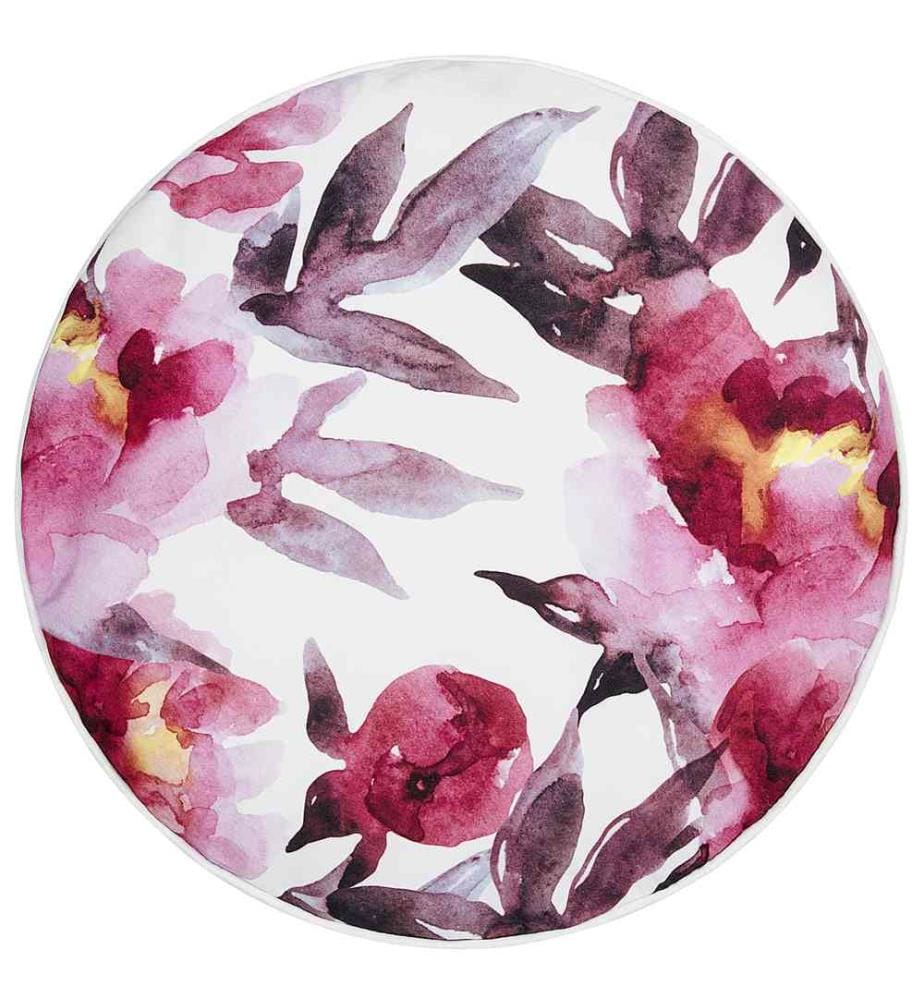 Lot de 2 coussins de jardin en polyester rose et blanc avec motif floral 40 cm Ronds Moderne extérieur Résistant à l'eau