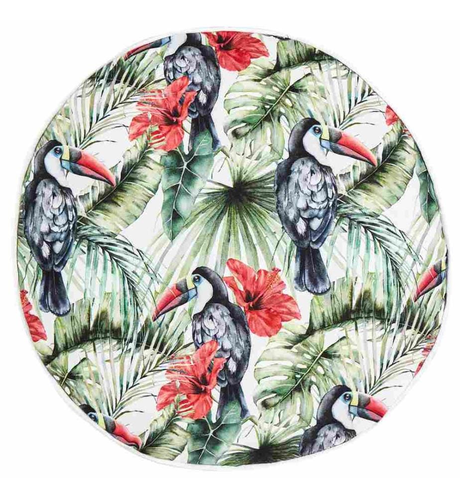 Lot de 2 coussins d'extérieur en polyester multicolore ? Coussin rond de 40 cm avec imprimé floral et toucan de jardin Patio.