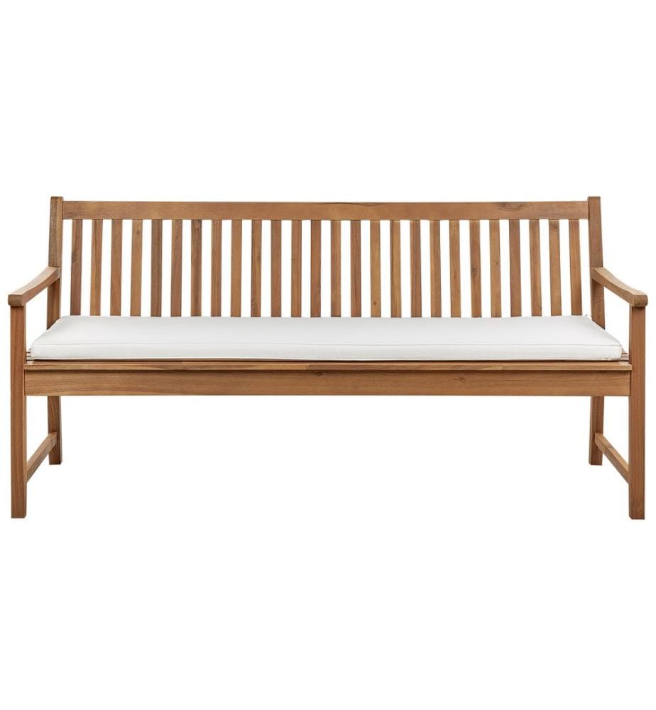 Auflage für Gartenbank 180 cm Cremeweiss Polyester mit Befestigungsbändern und Reissverschluss Gartenausstattung Sitzkissen