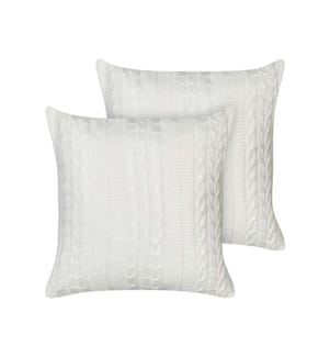 Dekokissen 2er Set Cremeweiss aus Baumwolle 45 x 45 cm Quadratisch mit Flechtmuster Modern Deko für Sofa Sessel Bett Wohnzimmer Schlafzimmer