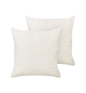 Dekokissen 2er Set Cremeweiss Felloptik mit Füllung Quadratisch 45x45 cm Strukturiert Geometrisches Muster Wohnzimmer Schlafzimmer Sofakissen