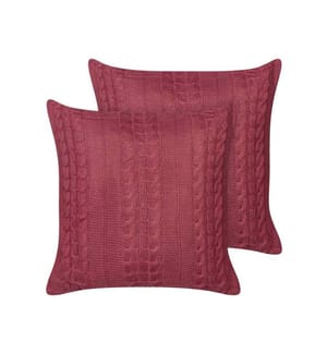 Dekokissen 2er Set Burgunderrot aus Baumwolle 45 x 45 cm Quadratisch mit Flechtmuster Modern Deko für Sofa Sessel Bett Wohnzimmer Schlafzimmer
