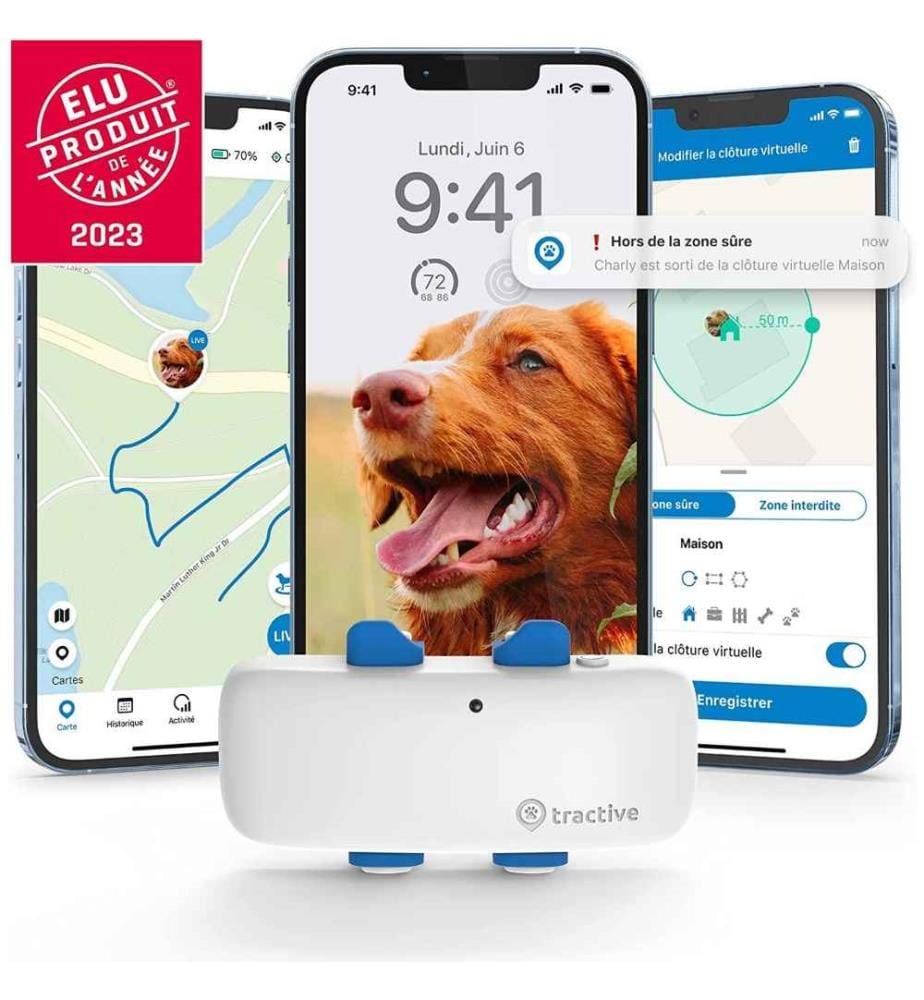 Tractive collier GPS chien-suivi d'activité, traceur pour chien