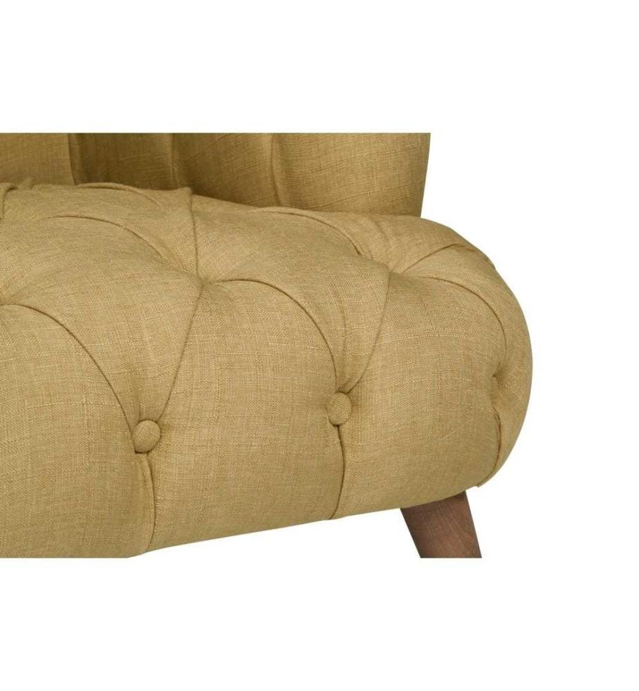 Ohrensessel, milchig braun, Gestell aus Massivholz, Stoff aus Polyester