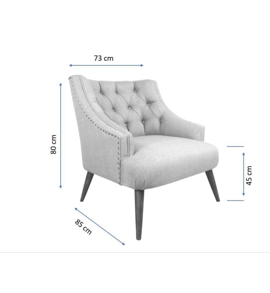 Ohrensessel, Grau, Gestell aus Massivholz, Stoff aus Polyester