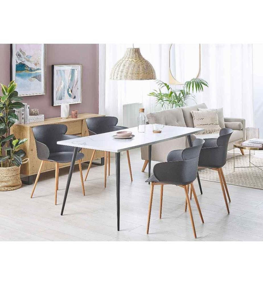 Lot De 2 Chaises Design Cuisine/salle à Manger - Plastique PP Bois Noir, Style Nordique, Hauteur 82 Cm