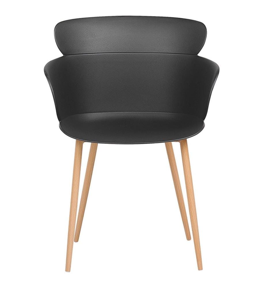 2 Chaises Design De Cuisine En Plastique PP Style Bois Noir - Neuf