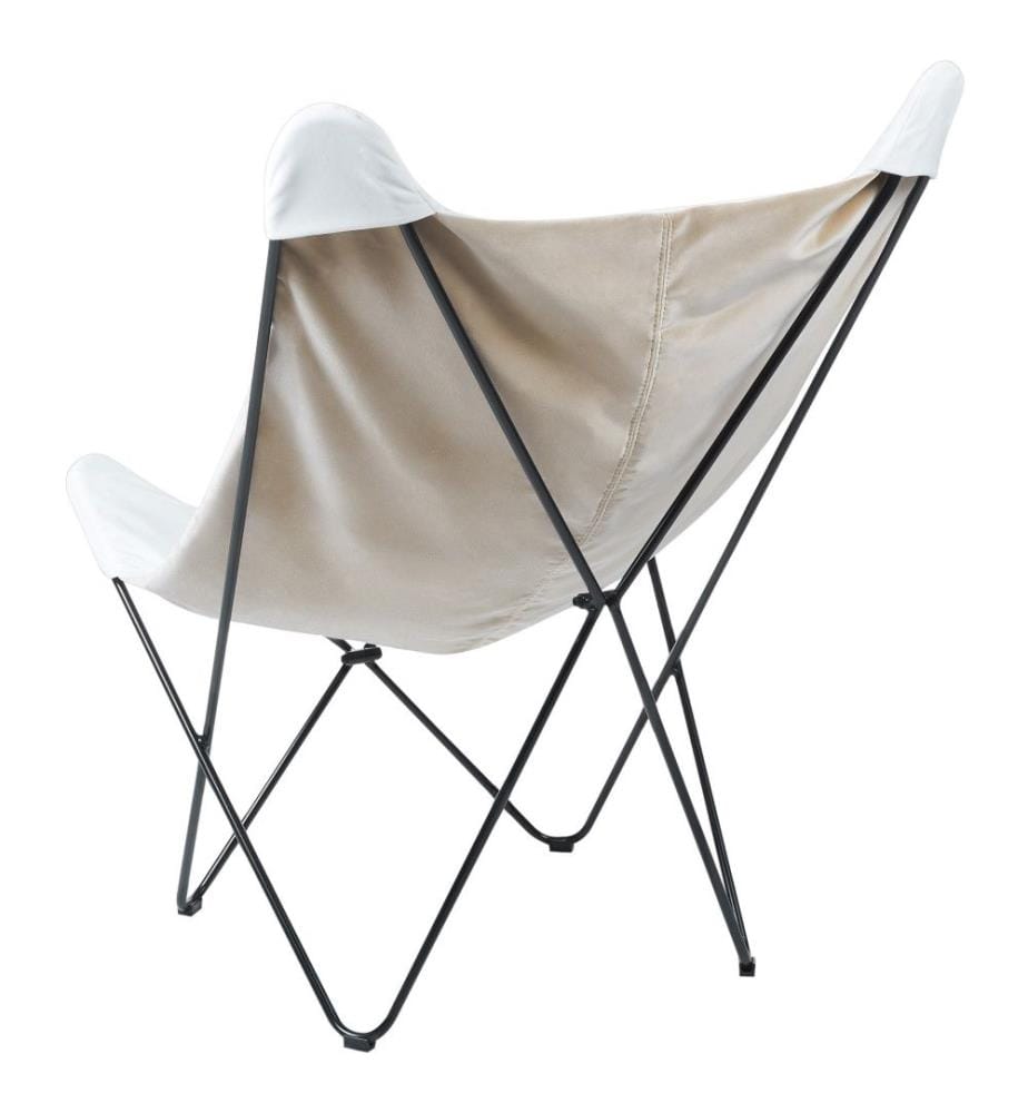 Fauteuil en Velours Blanc avec Pieds Épingle en Métal Design Papillon Fauteuil d'Appoint Style Traditionnel Rétro Salon Chambre à coucher