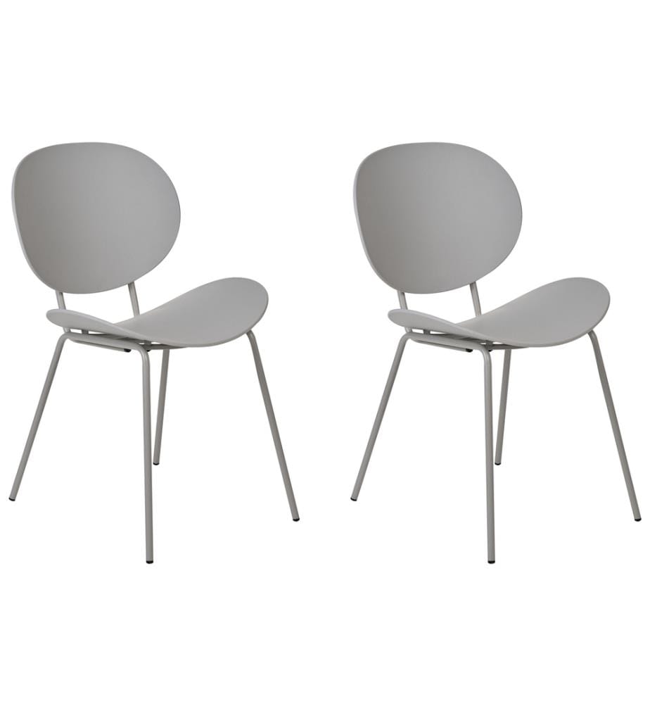 Lot 2 Chaises de Salle à Manger Gris Clair en Synthétique avec Pieds en Métal pour Intérieur Design Minimaliste Moderne Scandinave