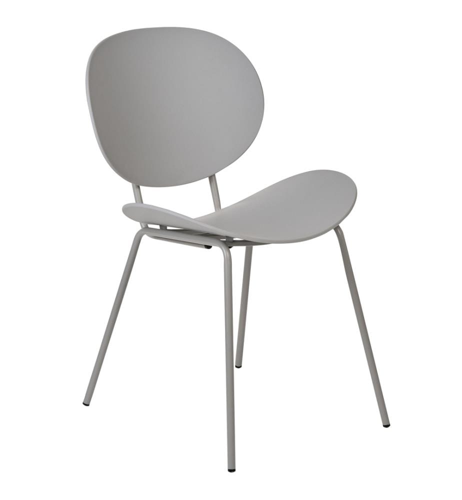 Lot 2 Chaises de Salle à Manger Gris Clair en Synthétique avec Pieds en Métal pour Intérieur Design Minimaliste Moderne Scandinave