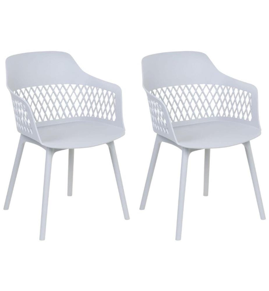 Lot 2 Chaises de Repas Gris Clair en Synthétique pour Intérieur Salle à Manger Design Minimaliste Moderne Scandinave