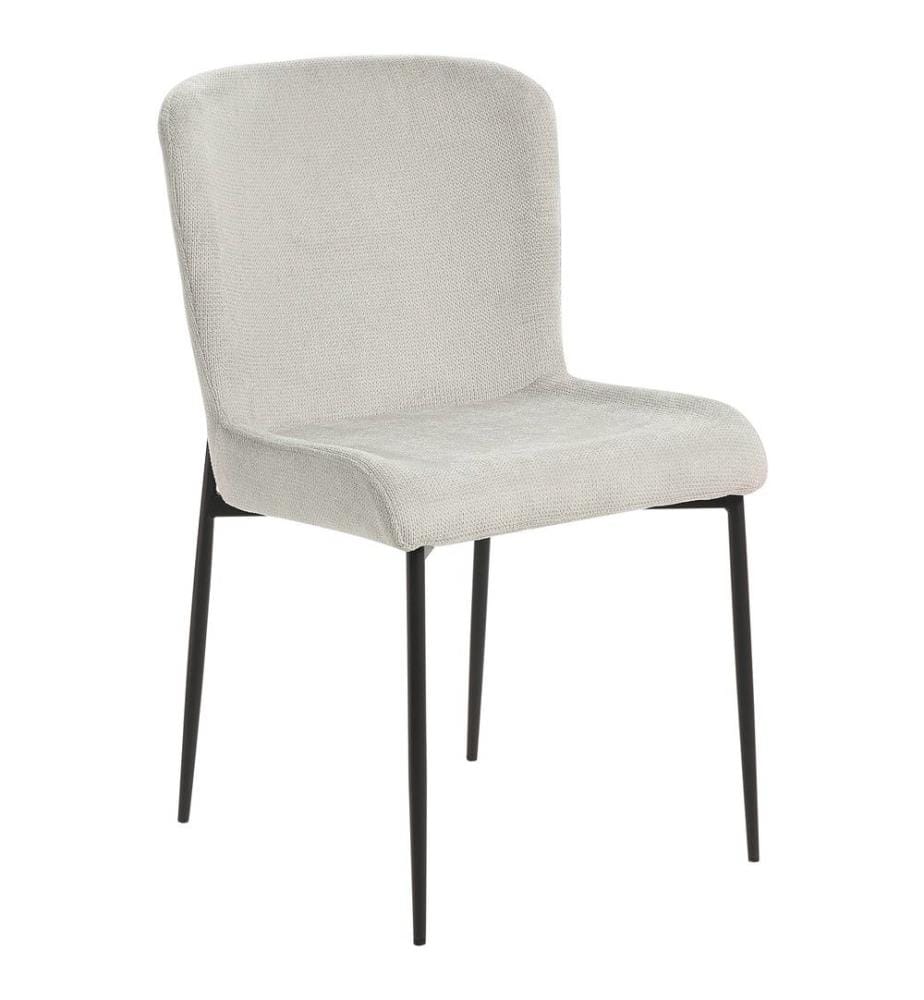 Lot de 2 Chaises de Repas Gris en Polyester Texture Tricotée et Pieds en Métal pour Salle à Manger Design Moderne