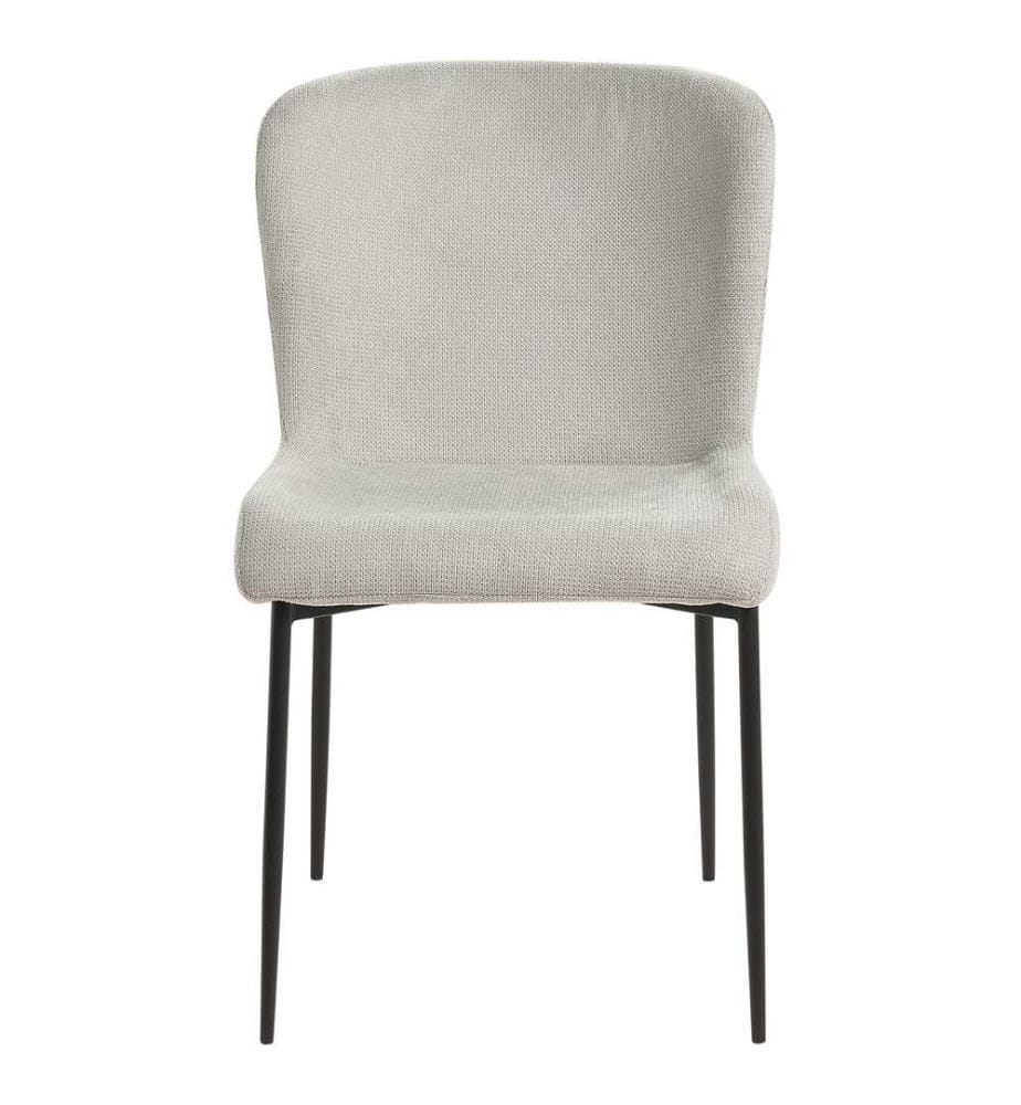 Lot de 2 Chaises de Repas Gris en Polyester Texture Tricotée et Pieds en Métal pour Salle à Manger Design Moderne