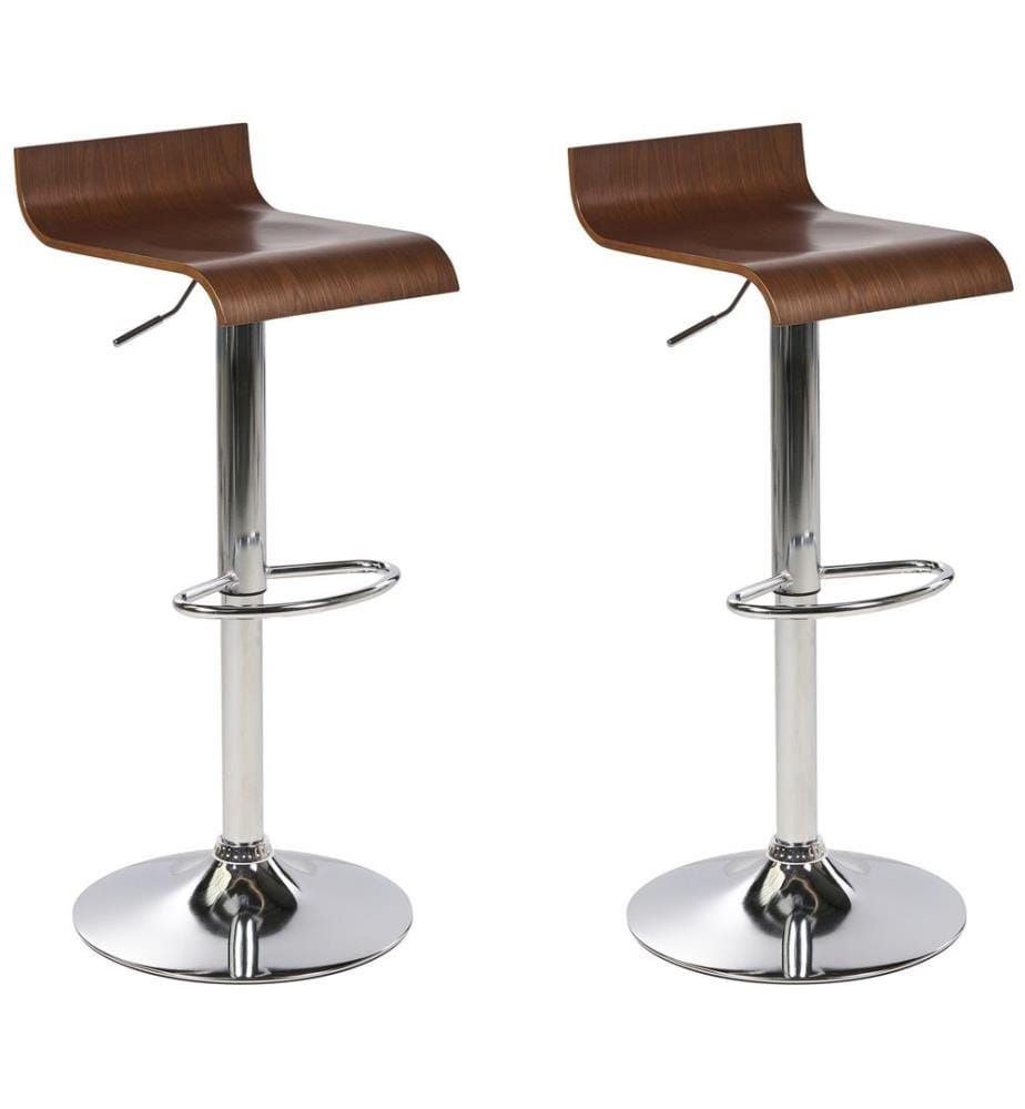 Tabouret de Bar Design Siège Bois Foncé et Pied Métallique Réglable Confort d'Assise Optimal pour Cuisine ou Salle à Manger Ultra Moderne