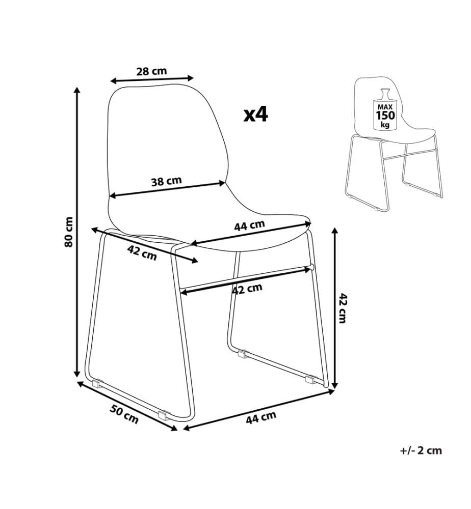 Lot 4 Chaises de Repas Blanches en Plastique et Pieds en Acier Sans Accoudoirs Salle à Manger Salle de Réunion Conférence Contemporaines Modernes