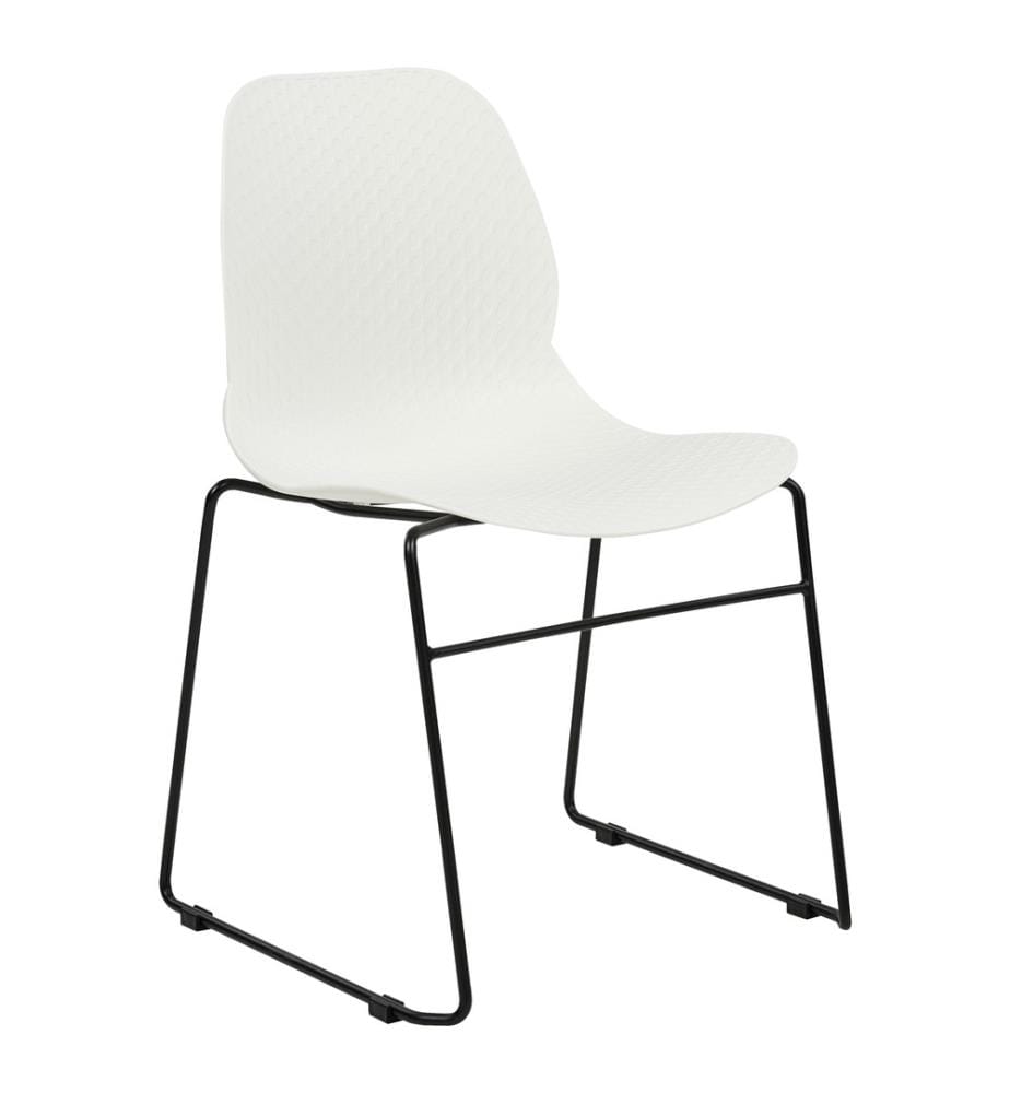 Lot 4 Chaises de Repas Blanches en Plastique et Pieds en Acier Sans Accoudoirs Salle à Manger Salle de Réunion Conférence Contemporaines Modernes