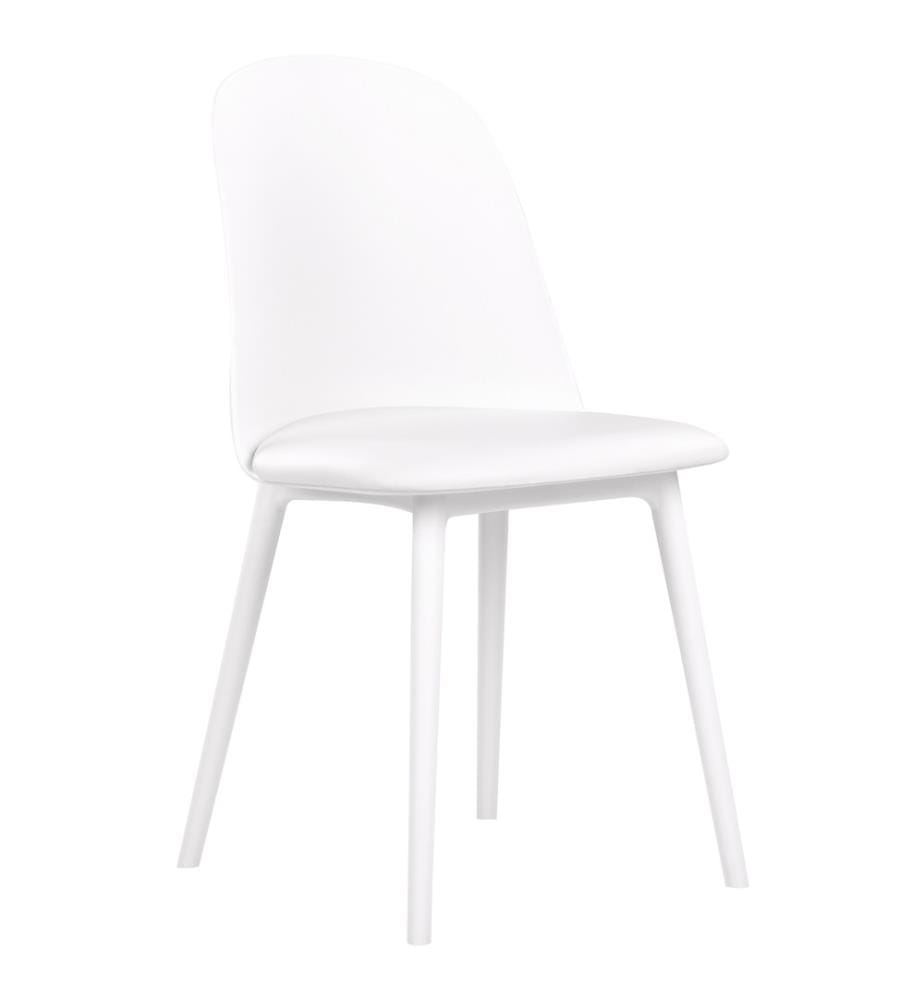 Chaise de salle à manger 2pcs Blanc Plastique avec assise rembourrée Dossier haut Sans accoudoirs Moderne Salon Coin repas Entrée Entrée Equipement
