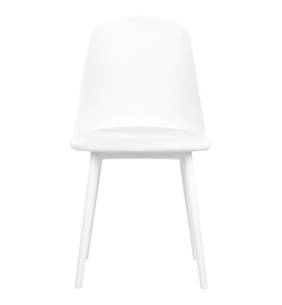 Chaise de salle à manger 2pcs Blanc Plastique avec assise rembourrée Dossier haut Sans accoudoirs Moderne Salon Coin repas Entrée Entrée Equipement