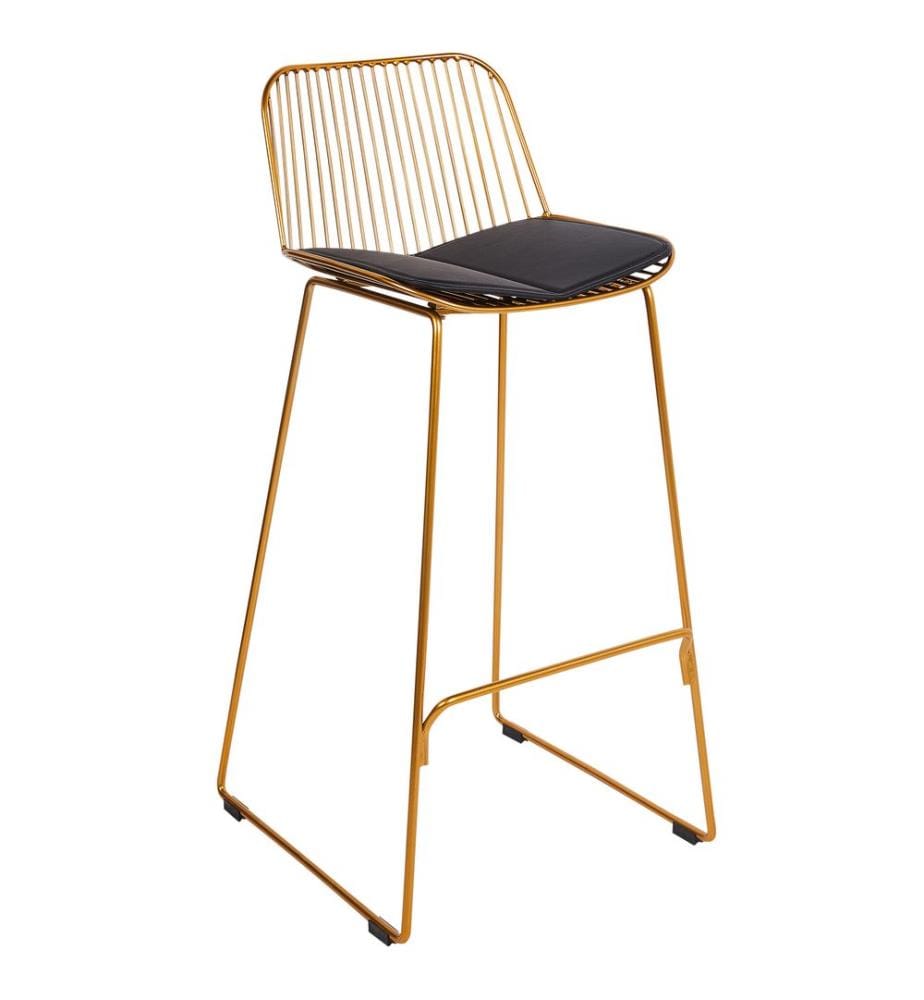 Chaise de bar set de 2 pièces or et noir en acier avec assise en similicuir style glamour moderne Chaise de comptoir pour cuisine salle à manger salle à manger