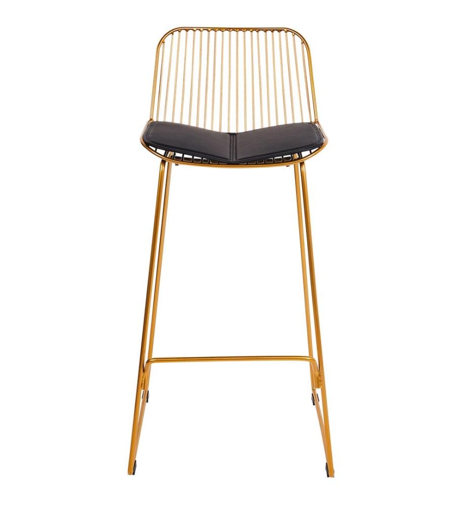 Chaise de bar set de 2 pièces or et noir en acier avec assise en similicuir style glamour moderne Chaise de comptoir pour cuisine salle à manger salle à manger