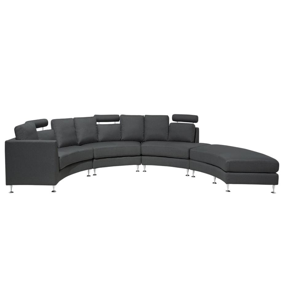 Sofa mit Ottomane Grau Polsterbezug 7-Sitzer U-Förmig Halbrund Verstellbare Kopfstützen Wohnlandschaft Ecksofa Modulsofa Modern Wohnzimmer