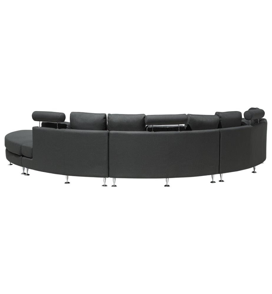 Sofa mit Ottomane Grau Polsterbezug 7-Sitzer U-Förmig Halbrund Verstellbare Kopfstützen Wohnlandschaft Ecksofa Modulsofa Modern Wohnzimmer