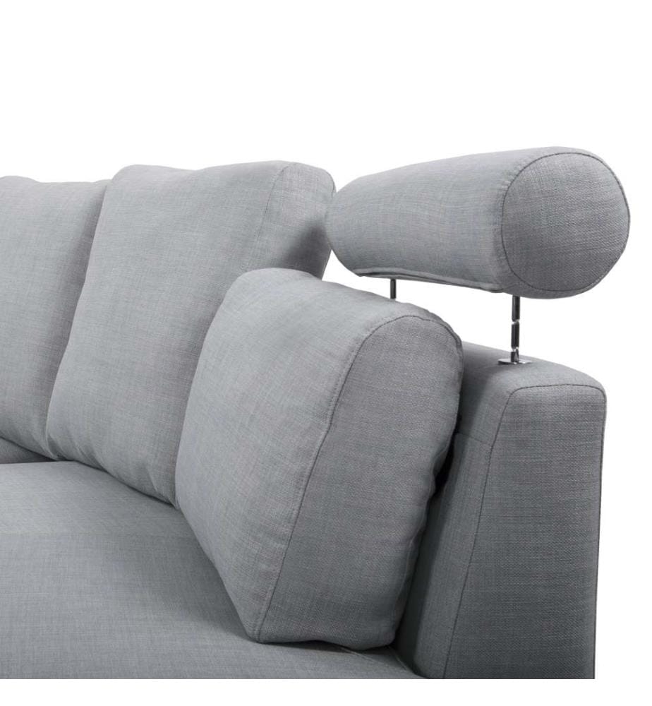 Sofa mit Ottomane Hellgrau Polsterbezug 7-Sitzer U-Förmig Halbrund Verstellbare Kopfstützen Wohnlandschaft Ecksofa Modulsofa Modern Wohnzimmer