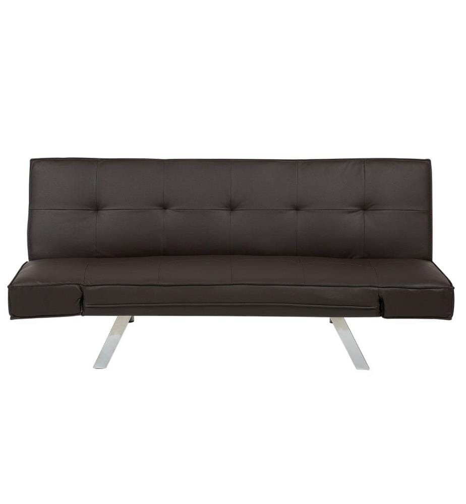 Canapé-lit en Tissu Marron Cuir PU Pratique Durable avec Dossier et Accoudoirs Réglables Idéal pour un Salon Moderne