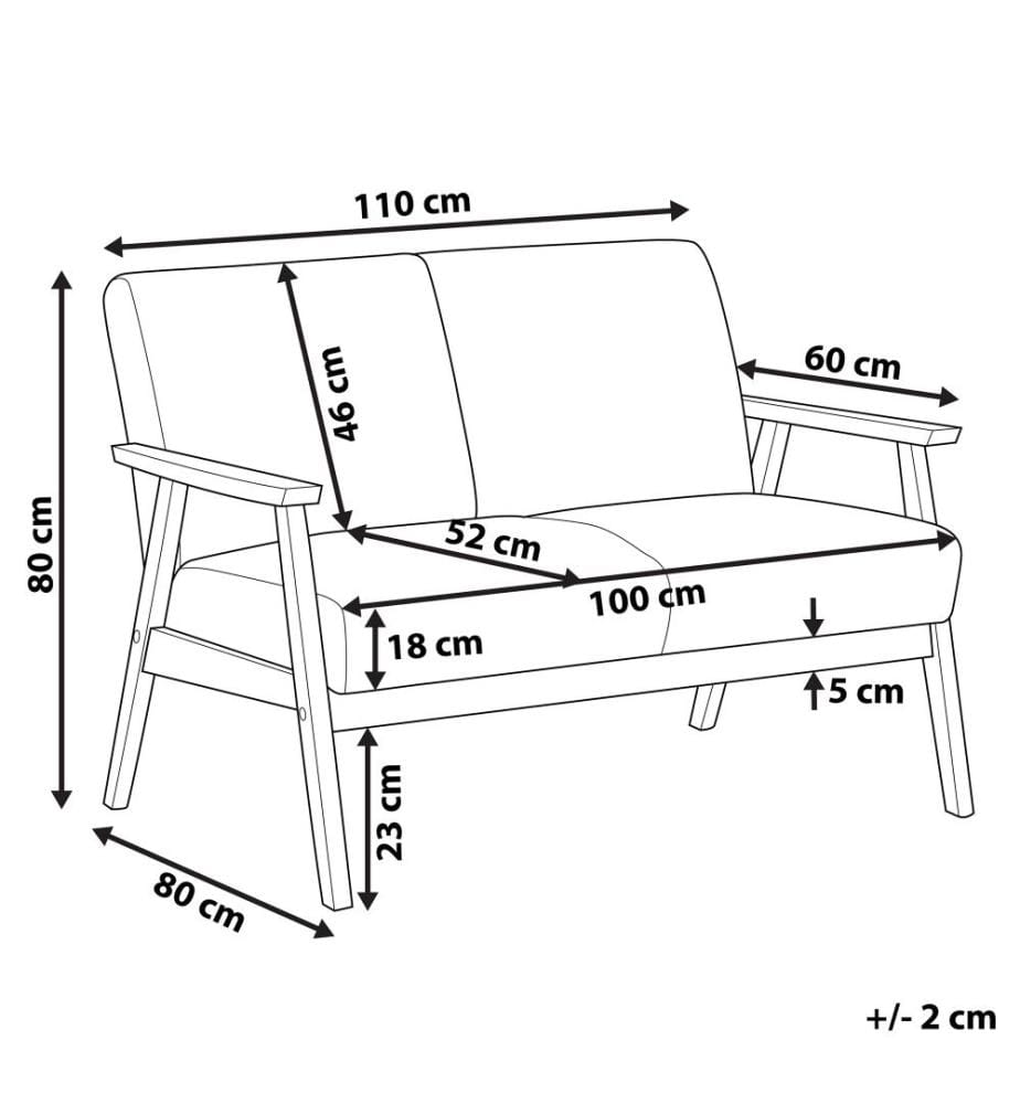 Canapé 2 Places en Tissu Marron avec Cadre en Bois Naturel Foncé Confort et Style Rétro et Scandinave Idéal pour votre Salon