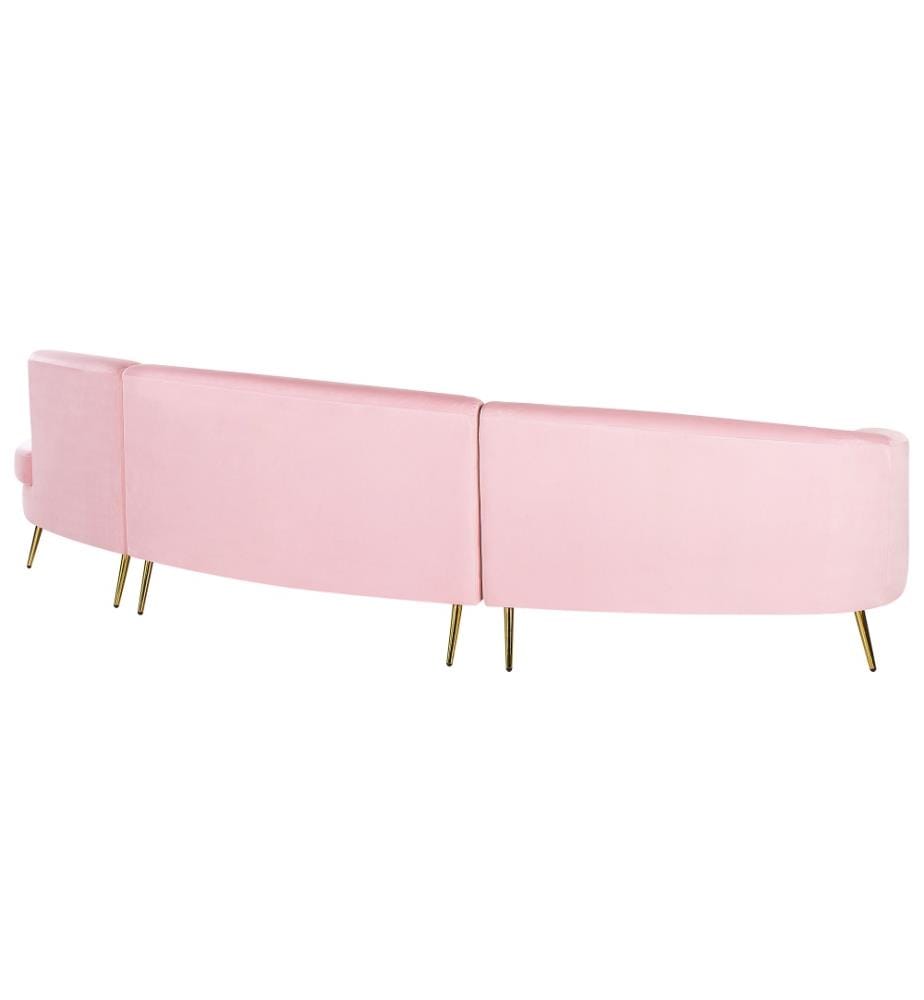 Wohnlandschaft Rosa Samtstoff Rundecke Kinosofa Rundsofa für Wohnzimmer für Salon