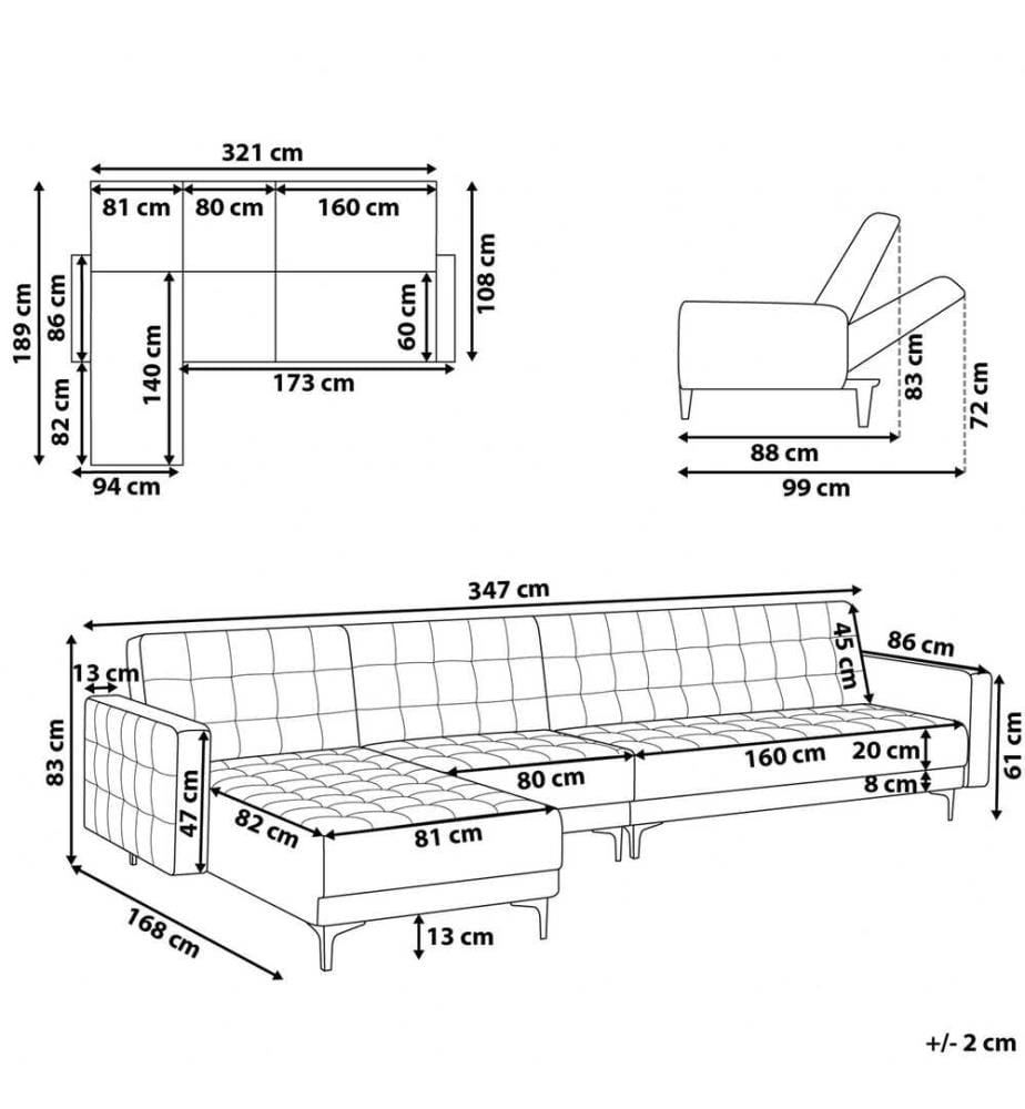 Canapé d'Angle Convertible et Modulable Côté Droit en Velours Bleu Foncé avec Fonction Lit pour Salon Moderne