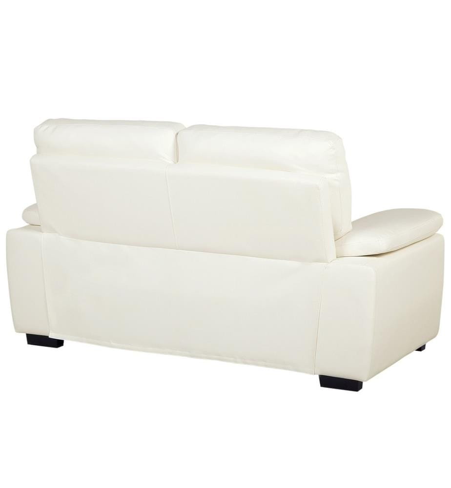 Canapé Fixe 2 Places en Cuir PU Haut de Gamme Blanc Beige Idéal pour Salon au Style Moderne