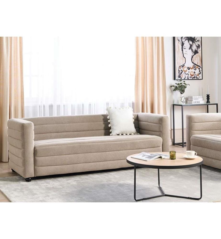 Canapé Taupe Tissu 3 places rembourré avec accoudoirs hauts pour 3 personnes Design moderne Canapé Meuble de salon