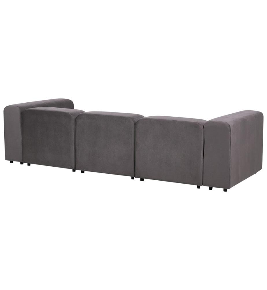 Canapé Gris Foncé en Velours 3 Places avec Ottoman Modulable Rembourré Salon Style Moderne