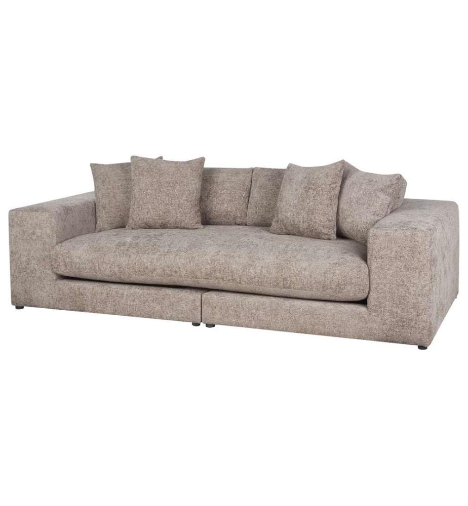 Canapé 3 Places Marron en Tissu Rembourré Confortable avec Accoudoirs Salon Confortable Style Moderne