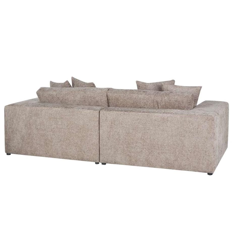 Canapé 3 Places Marron en Tissu Rembourré Confortable avec Accoudoirs Salon Confortable Style Moderne