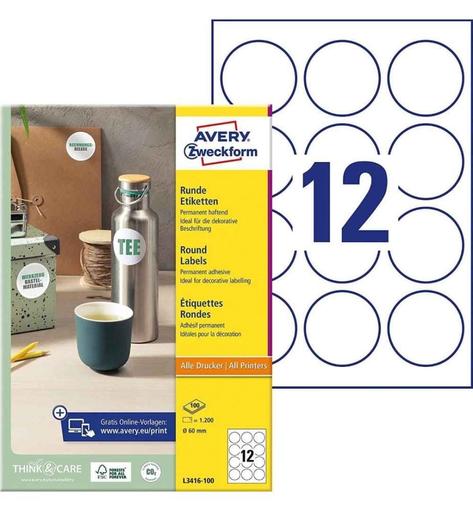 AVERY AVERY L3416-100 round labels (for printing… | DeinDeal