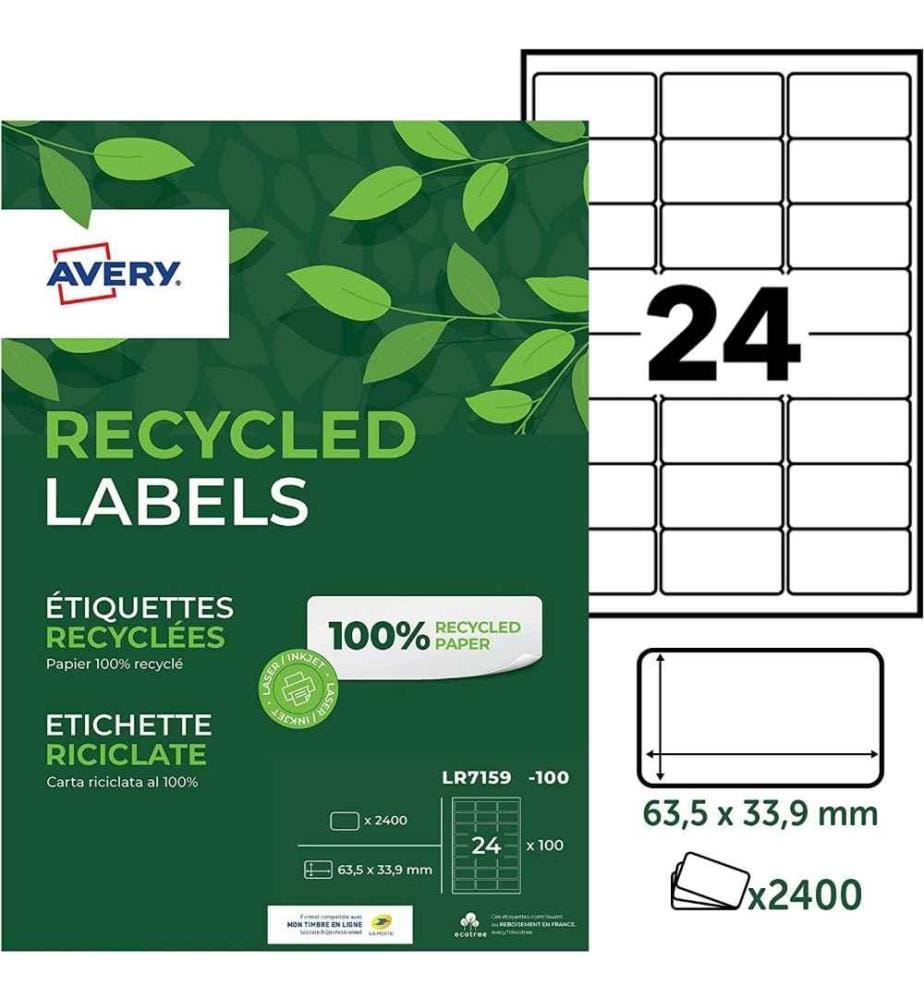 AVERY Pochette de 2400 étiquettes 100 recyclé… DeinDeal