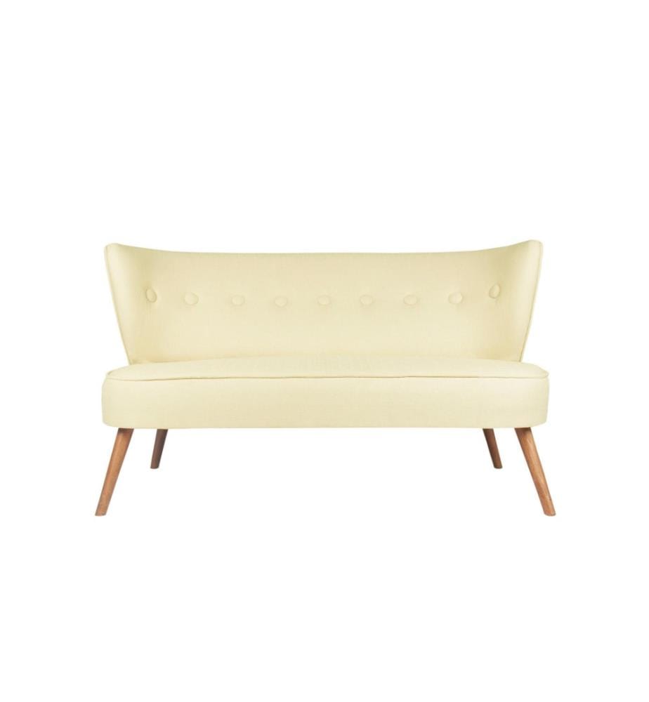 2-Sitz-Sofa, Creme, Massivholzrahmen, Polyester-Gewebe