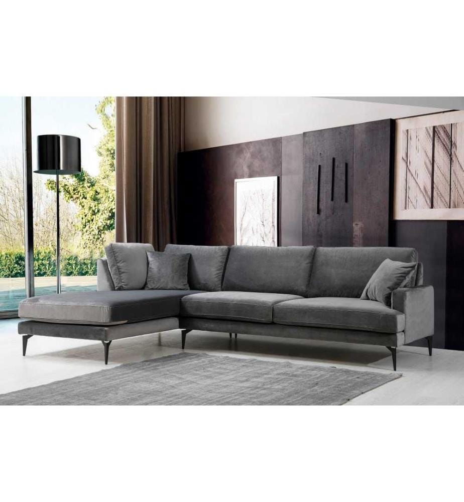 Ecksofa, Anthrazit, Gestell aus Buchenholz - Spanplatte, Stoff aus Polyester