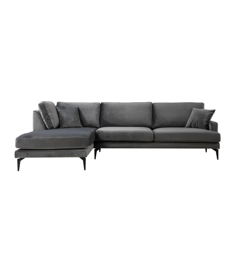 Ecksofa, Anthrazit, Gestell aus Buchenholz - Spanplatte, Stoff aus Polyester