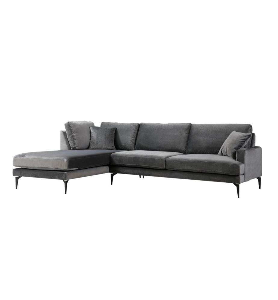 Ecksofa, Anthrazit, Gestell aus Buchenholz - Spanplatte, Stoff aus Polyester