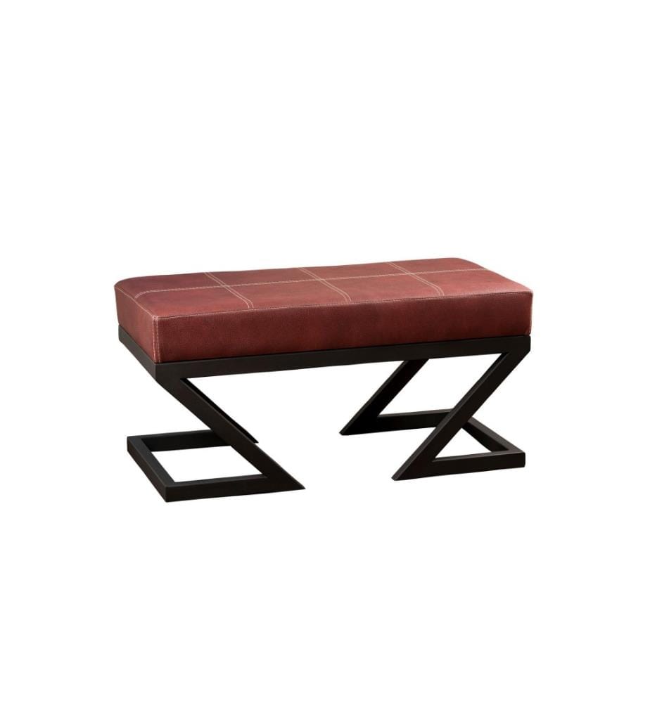Pouffe, Claret Red, Metal Frame, Pu Leather Fabric