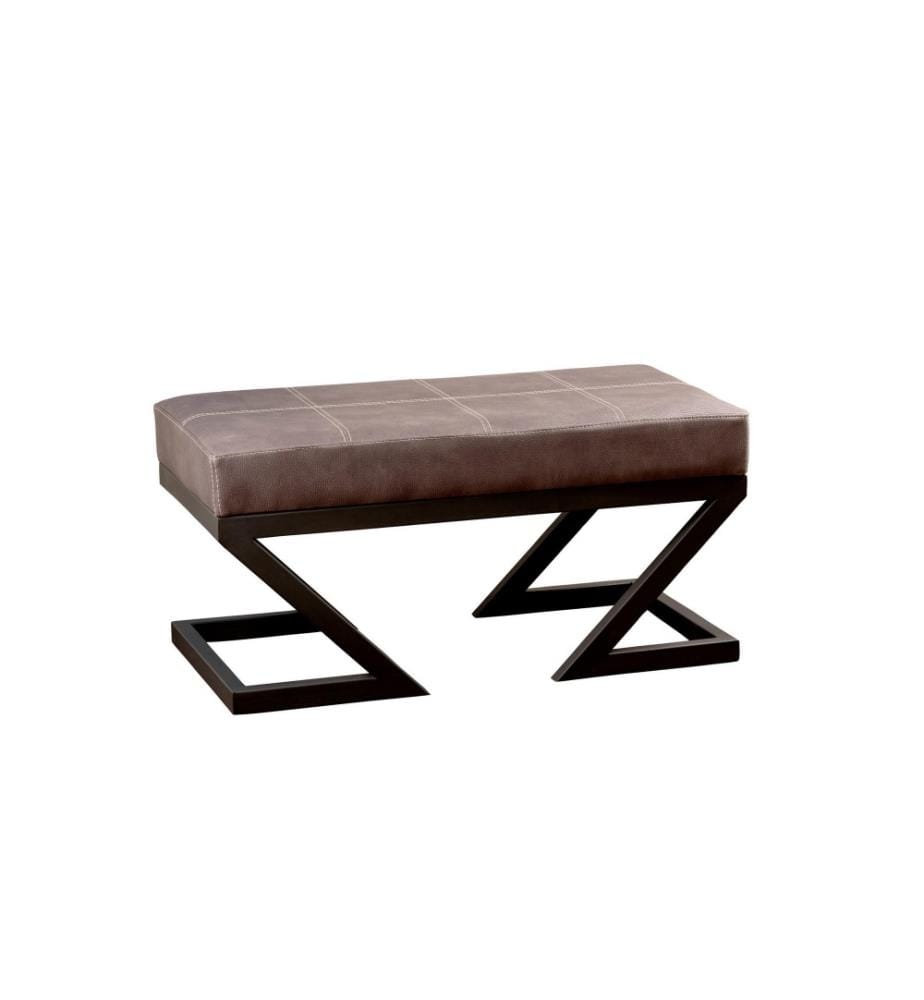 Pouffe, Anthracite, Metal Frame, Pu Leather Fabric