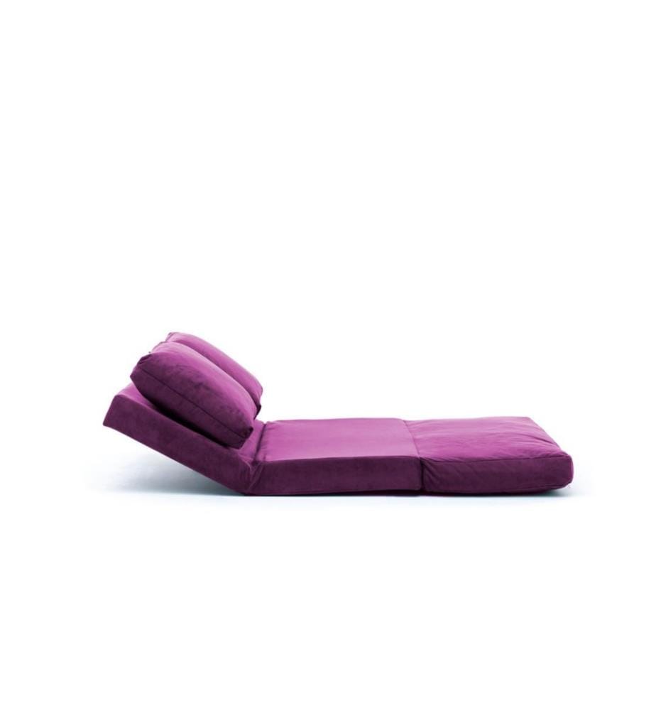 Canapé-lit 2 places, violet, structure métallique, tissu polyestère